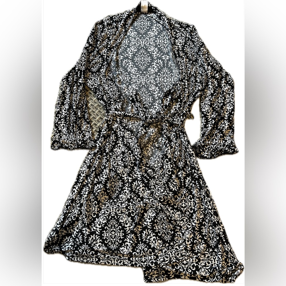 black and white tie robe